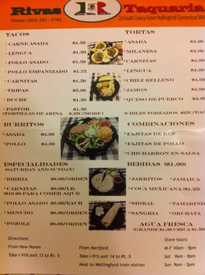 Rivas Taqueria menu 2